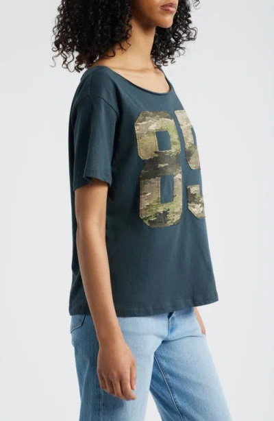 Daydreamer 85 Camo Appliqué Off The Shoulder Cotton T-shirt