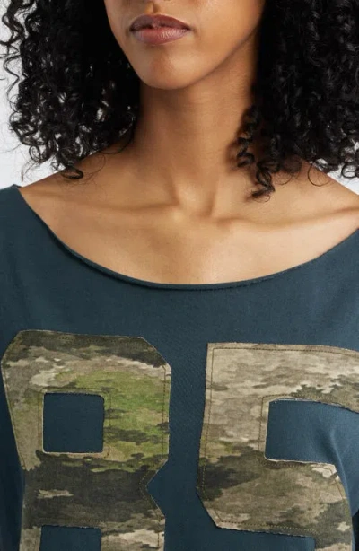 Daydreamer 85 Camo Appliqué Off The Shoulder Cotton T-shirt