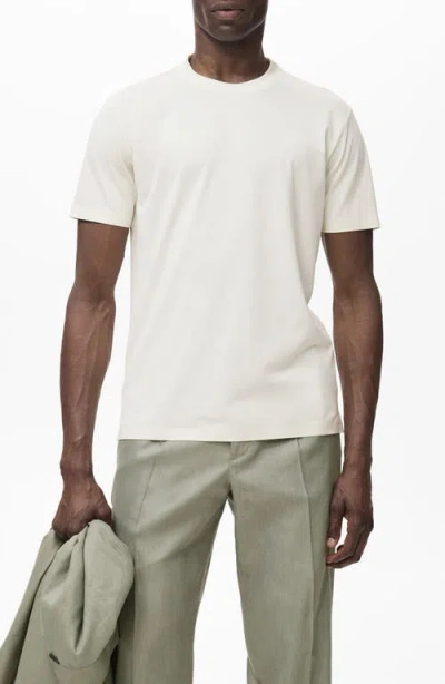 Mango Short Sleeve Cotton Crewneck Sweater In Neutral