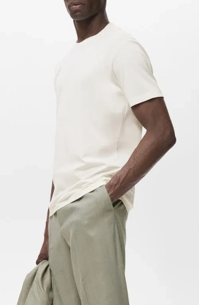 Mango Short Sleeve Cotton Crewneck Sweater In Neutral