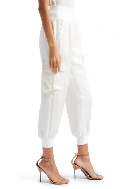 Cinq À Sept Giles Cupro Crop Cargo Joggers In White