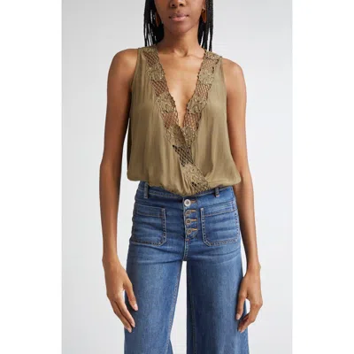 Ramy Brook Daisy Embroiderd Wrap Front Top In Green