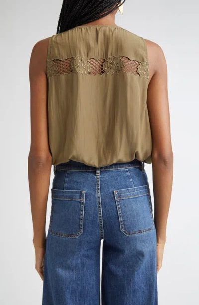 Ramy Brook Daisy Embroiderd Wrap Front Top In Green