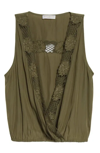 Ramy Brook Daisy Embroiderd Wrap Front Top In Green