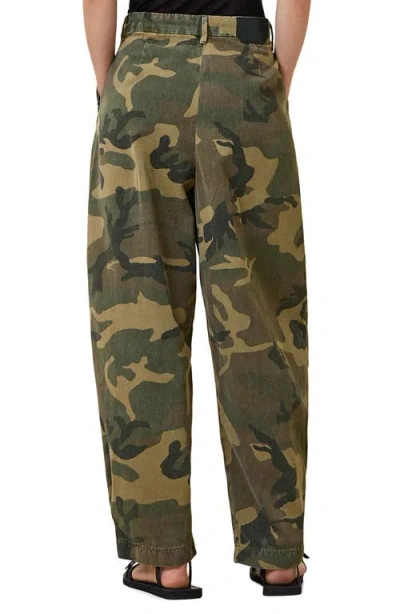 Allsaints Becca Camo Pleated Cotton Trousers In Green