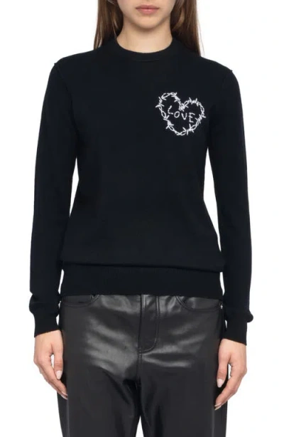 Zadig & Voltaire Kendy Heart Embroidered Sweater In Black