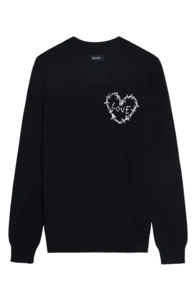 Zadig & Voltaire Kendy Heart Embroidered Sweater In Black