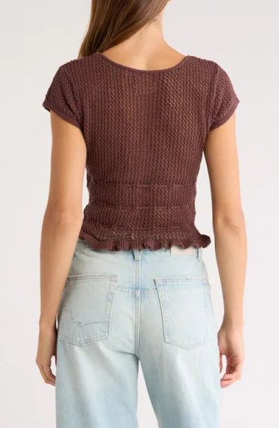 Pacsun Madeline Open Stitch Tie Front Cotton Top
