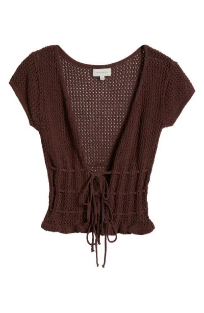 Pacsun Madeline Open Stitch Tie Front Cotton Top