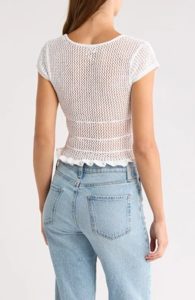 Pacsun Madeline Open Stitch Tie Front Cotton Top In White