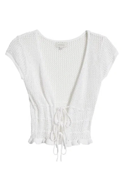 Pacsun Madeline Open Stitch Tie Front Cotton Top In White