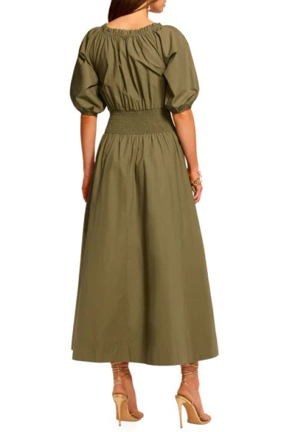 Ramy Brook Laura Puff-sleeve Midi Shirtdress In Green
