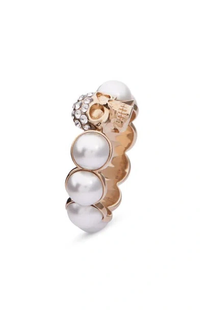 Alexander Mcqueen Ring With Shimmering Crystals In Gold