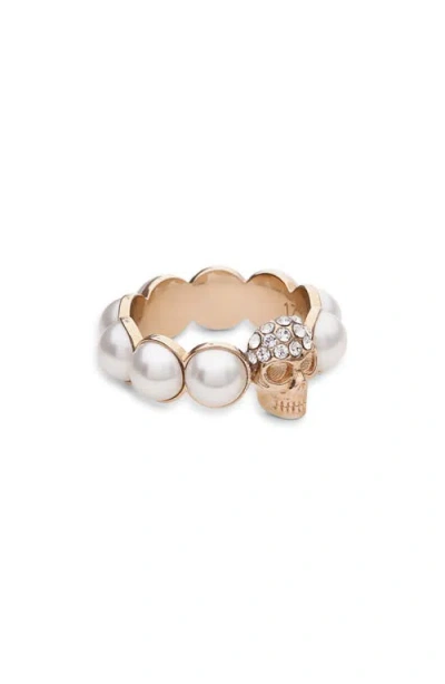 Alexander Mcqueen Ring With Shimmering Crystals In Gold