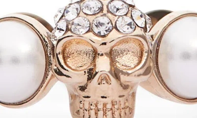 Alexander Mcqueen Ring With Shimmering Crystals In Gold
