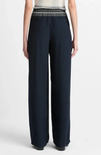 Vince Placed Stripe Pull-on Pants In Blue