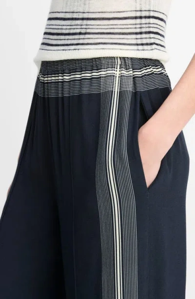 Vince Placed Stripe Pull-on Pants In Blue