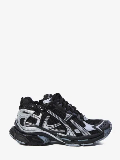 Balenciaga Mesh Runner Sneakers Embossed Size In Black