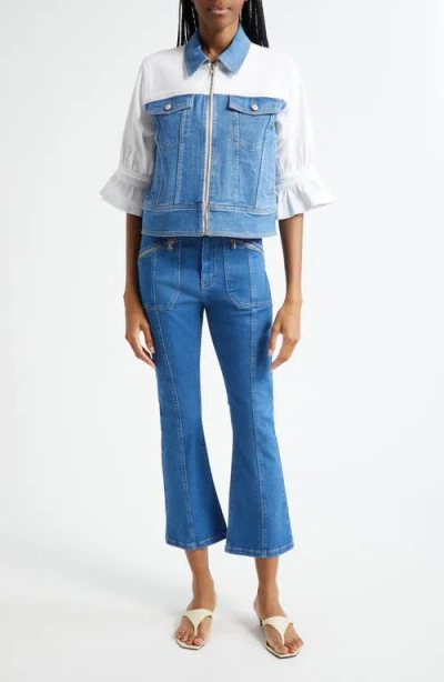 Cinq À Sept Cinq A Sept Celeste Crop High Rise Flare Jeans In Surf Blue In Blue