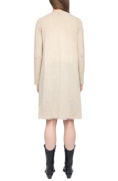 Zadig & Voltaire Pointelle Stars Fray Cashmere Cardigan In Neutral