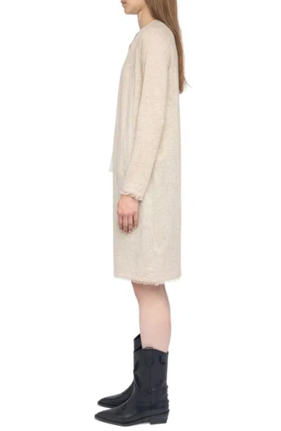 Zadig & Voltaire Pointelle Stars Fray Cashmere Cardigan In Neutral