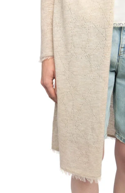 Zadig & Voltaire Pointelle Stars Fray Cashmere Cardigan In Neutral