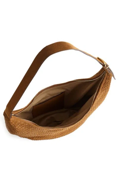 Madewell Essential Curve Shoulder Bag In Handwoven Suede