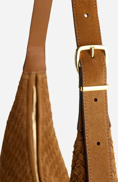 Madewell Essential Curve Shoulder Bag In Handwoven Suede
