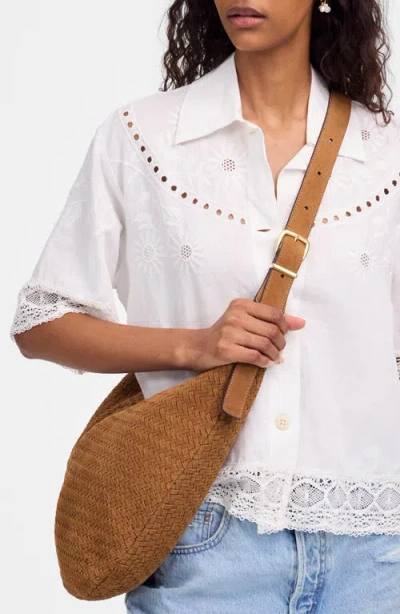 Madewell Essential Curve Shoulder Bag In Handwoven Suede