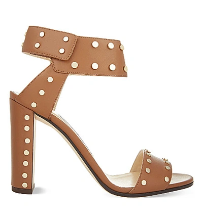 Shop Jimmy Choo Veto 100 Leather Heeled Sandals In Canyon/gold