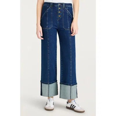 Cinq À Sept Benji Cuffed Wide Leg Jeans In Blue