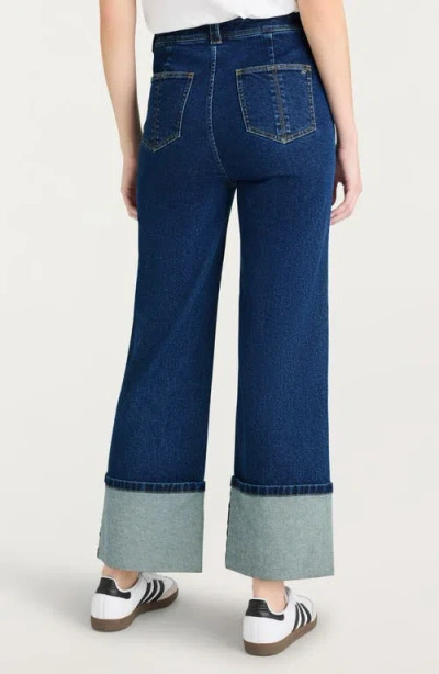 Cinq À Sept Benji Cuffed Wide Leg Jeans In Blue