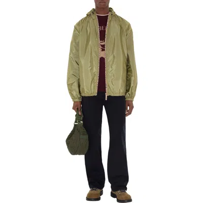 Burberry Men Nylon Jacket With Ekd Patch In Green
