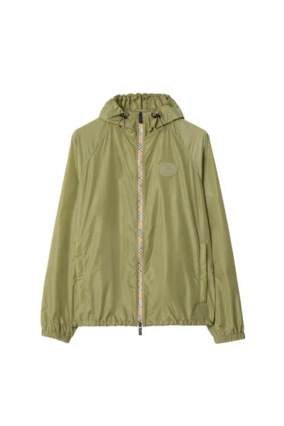 Burberry Men Nylon Jacket With Ekd Patch In Green