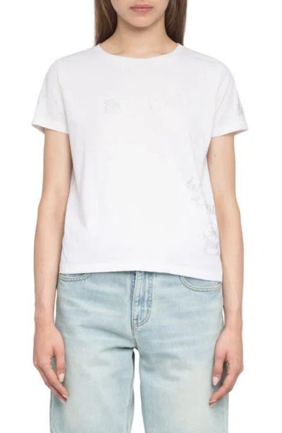 Zadig & Voltaire Alys Multicusto Strass Rhinestone Graphic T-shirt In White