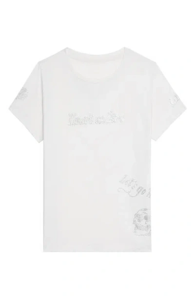 Zadig & Voltaire Alys Multicusto Strass Rhinestone Graphic T-shirt In White