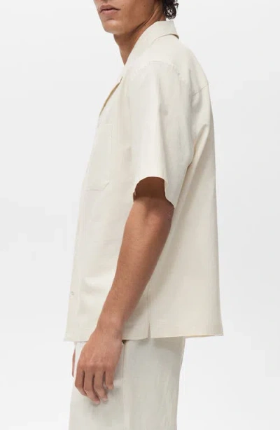 Mango Men's Bowling Collar And Pocket Linen Shirt In White