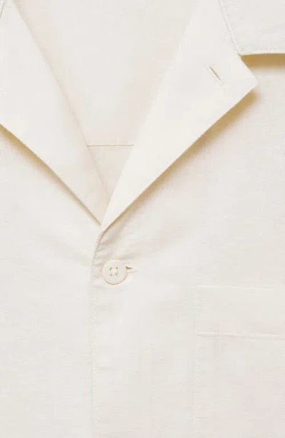 Mango Men's Bowling Collar And Pocket Linen Shirt In White