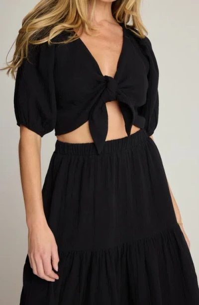 Sunday Ritual Double Bubble Tie Front Crop Top