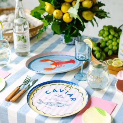 Jollity & Co . Le Dinner Lobster Platter Plates In Blue