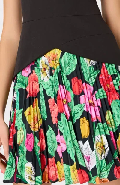 Milly Haddy Tulip Rosette Pleated Sleeveless Minidress In Black