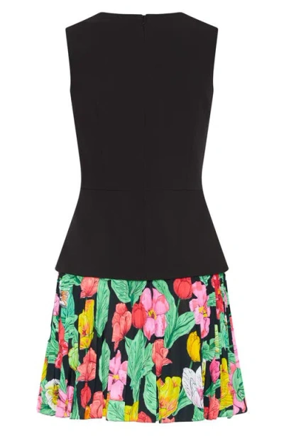 Milly Haddy Tulip Rosette Pleated Sleeveless Minidress In Black