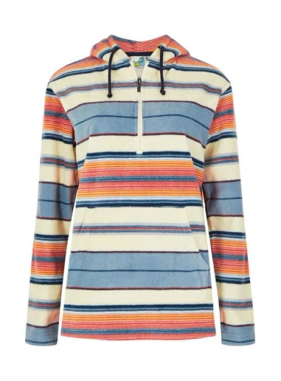 Weird Fish Lana 1/4 Zip Stripe Microfleece Hoodie