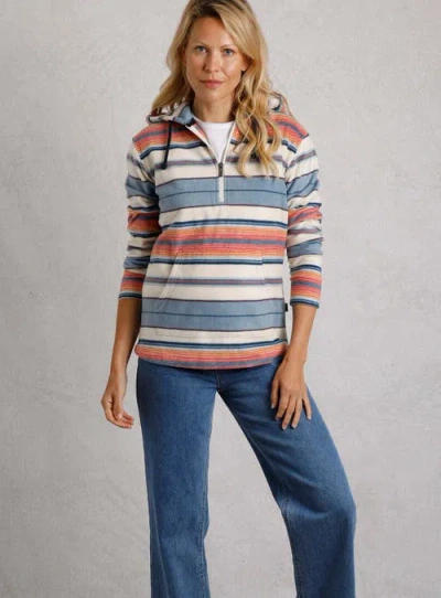Weird Fish Lana 1/4 Zip Stripe Microfleece Hoodie