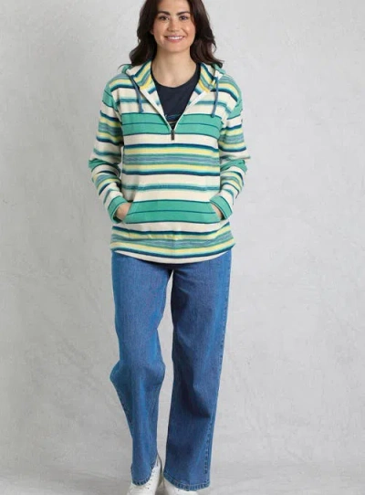 Weird Fish Lana 1/4 Zip Stripe Microfleece Hoodie
