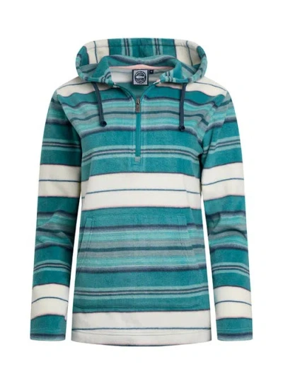 Weird Fish Lana 1/4 Zip Stripe Microfleece Hoodie