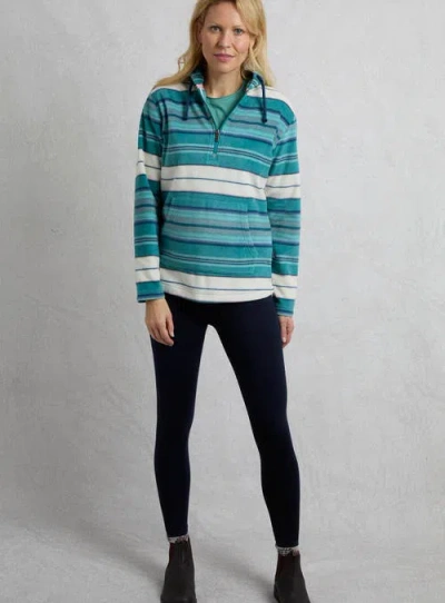Weird Fish Lana 1/4 Zip Stripe Microfleece Hoodie