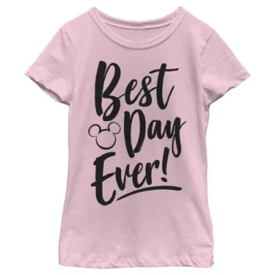 Mickey & Friends Girl's  Mickey Mouse Best Day Ever  Graphic T-shirt In Pink