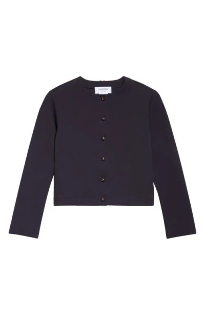 Thom Browne Crewneck Cardigan With Anchor Embossed Buttons In Purple