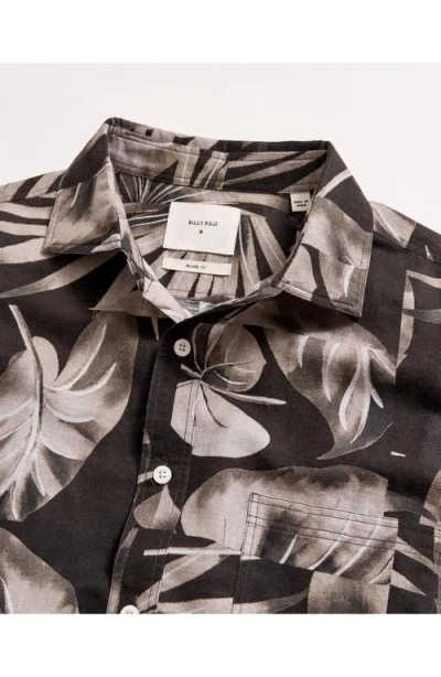 Billy Reid Tiled Leaf Print Short Sleeve Linen & Cotton Button-up Shirt In Pattern